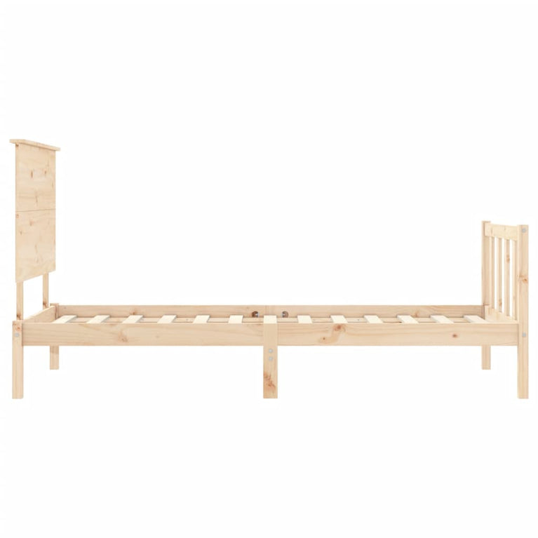 Bedframe met hoofdbord massief hout 100x200 cm