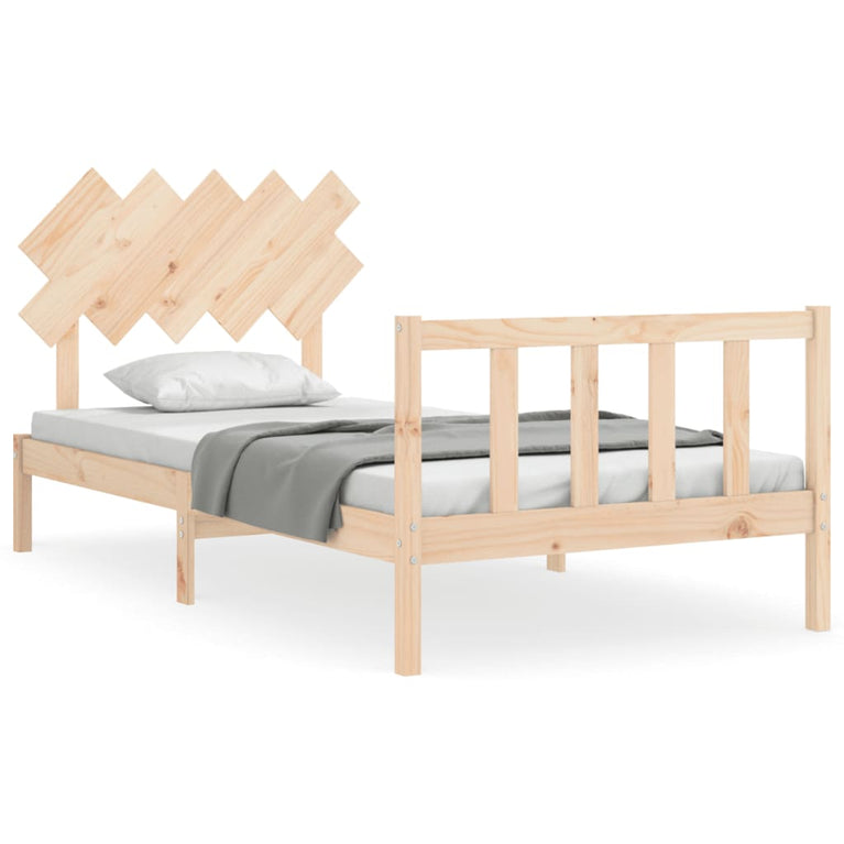 Bedframe met hoofdbord massief hout 100x200 cm
