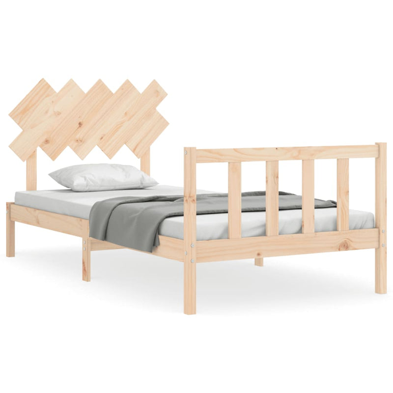 Bedframe met hoofdbord massief hout 100x200 cm