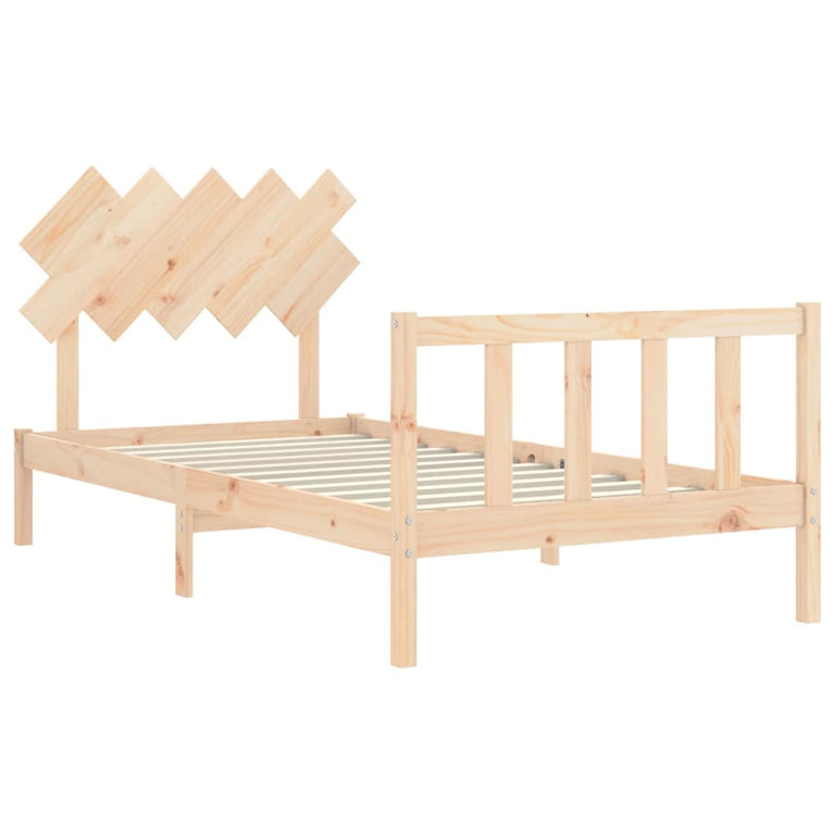 Bedframe met hoofdbord massief hout 100x200 cm