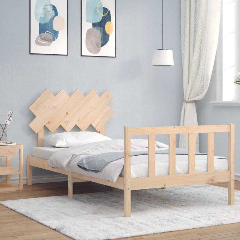 Bedframe met hoofdbord massief hout 100x200 cm