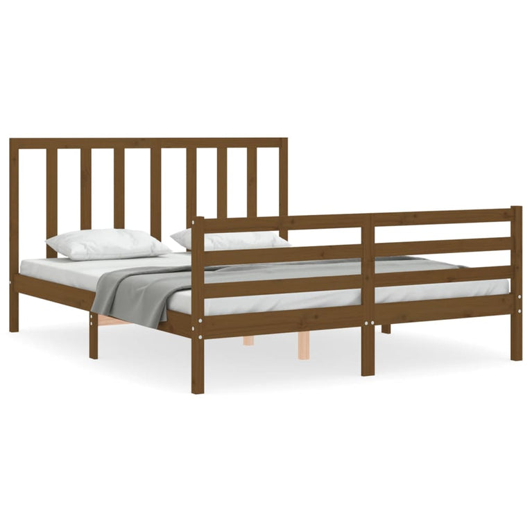 Bedframe met hoofdbord hout honingbruin 160x200 cm