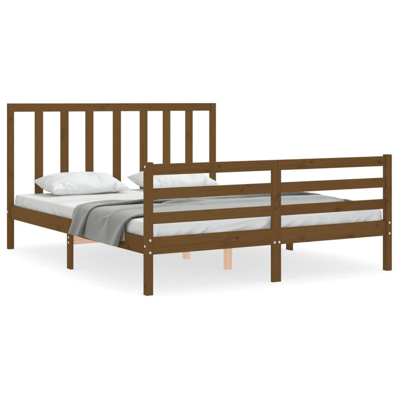 Bedframe met hoofdbord hout honingbruin 160x200 cm