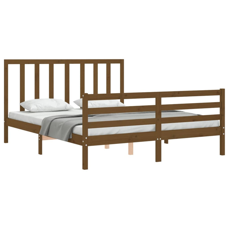 Bedframe met hoofdbord hout honingbruin 160x200 cm