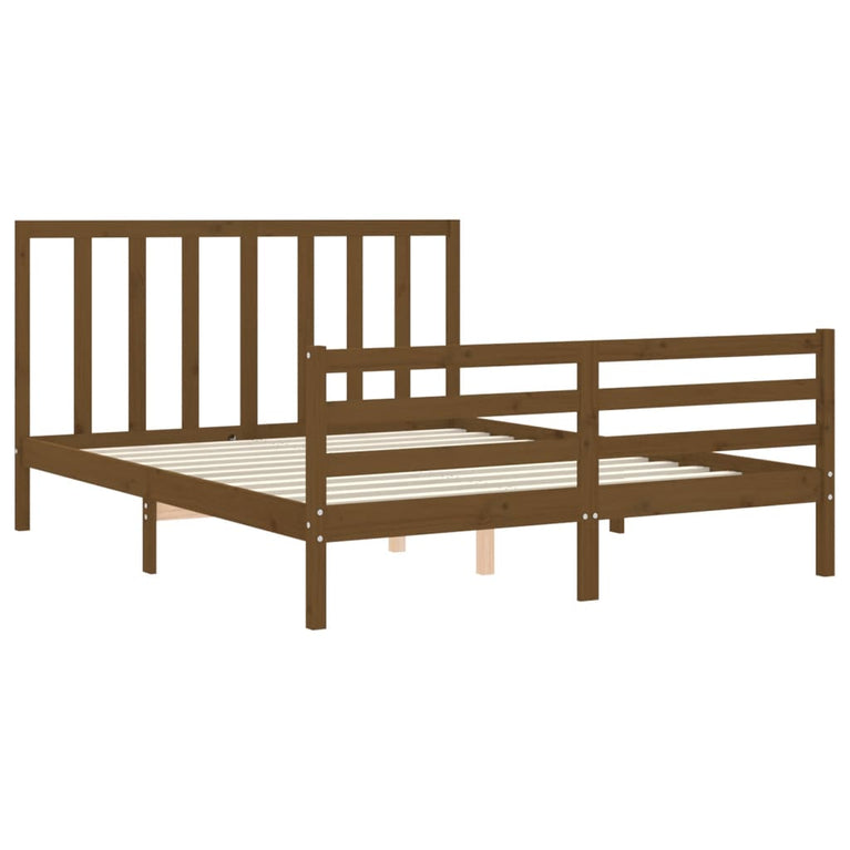 Bedframe met hoofdbord hout honingbruin 160x200 cm