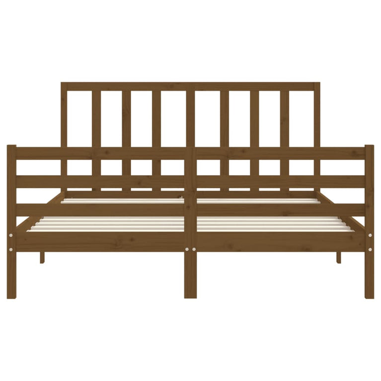 Bedframe met hoofdbord hout honingbruin 160x200 cm