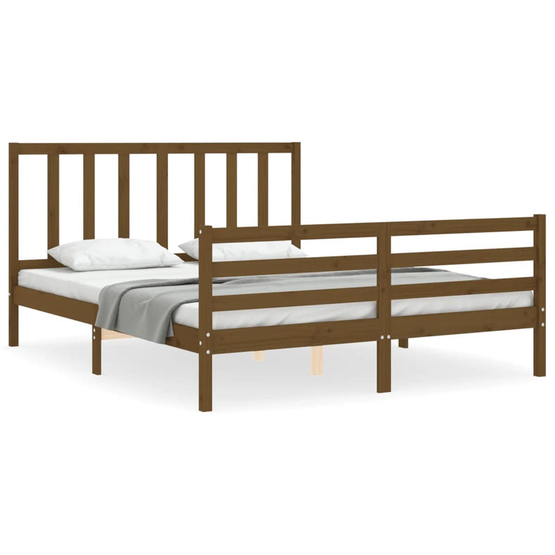 Bedframe met hoofdbord hout honingbruin 160x200 cm