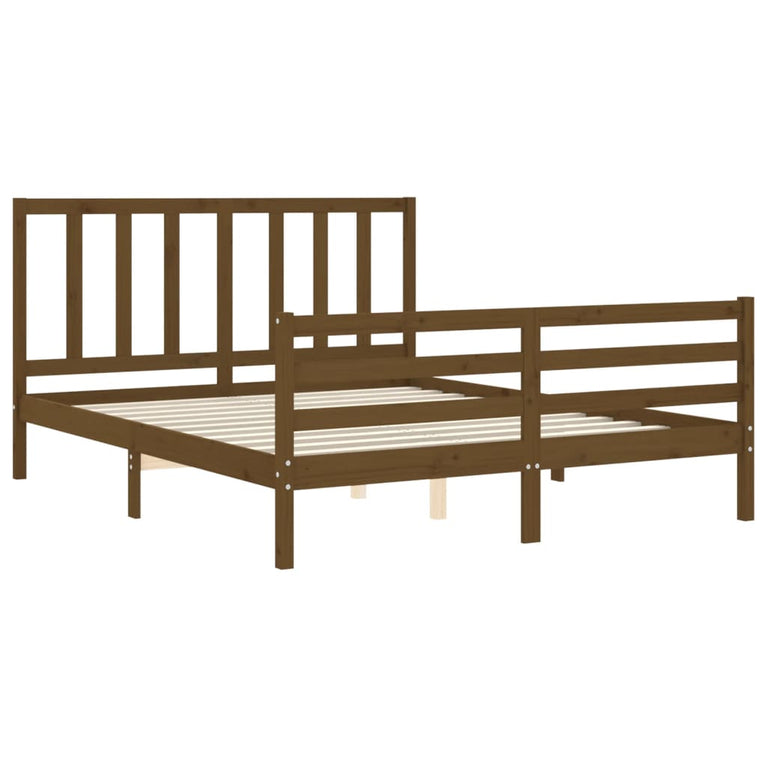 Bedframe met hoofdbord hout honingbruin 160x200 cm