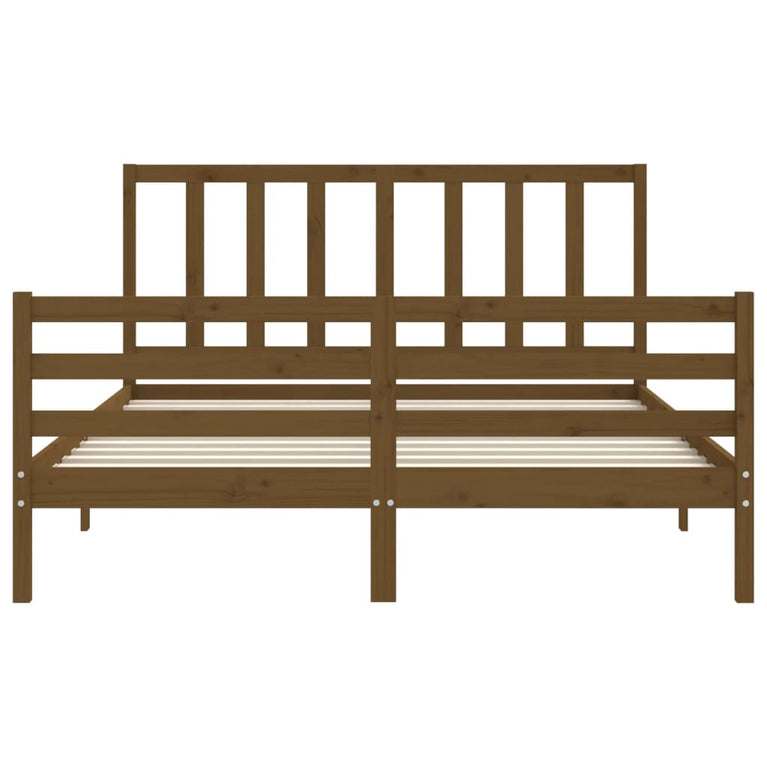 Bedframe met hoofdbord hout honingbruin 160x200 cm