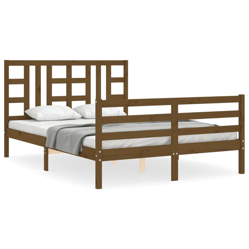 Bedframe met hoofdbord hout honingbruin 160x200 cm