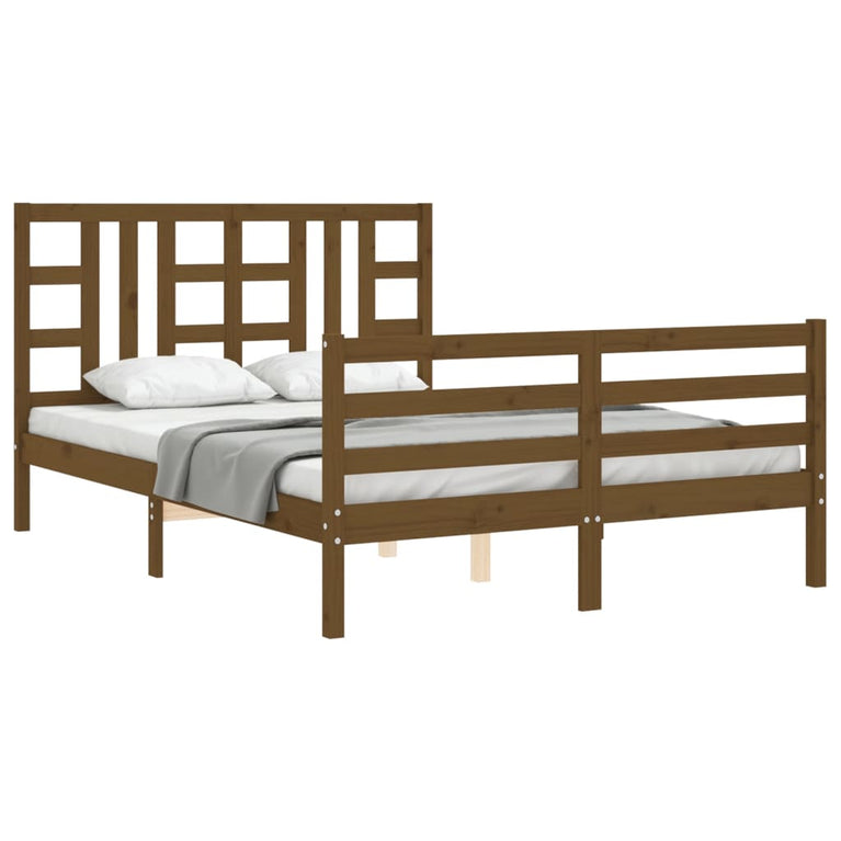 Bedframe met hoofdbord hout honingbruin 160x200 cm