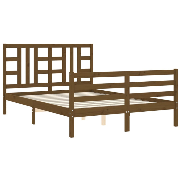 Bedframe met hoofdbord hout honingbruin 160x200 cm