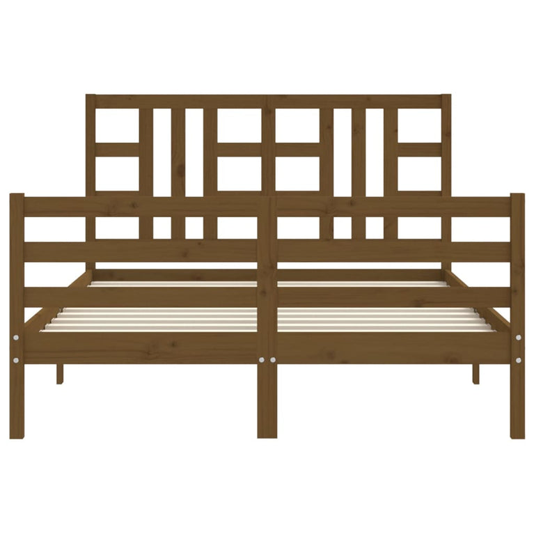 Bedframe met hoofdbord hout honingbruin 160x200 cm