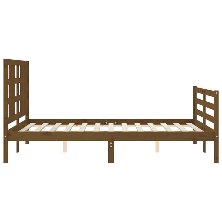 Bedframe met hoofdbord hout honingbruin 160x200 cm