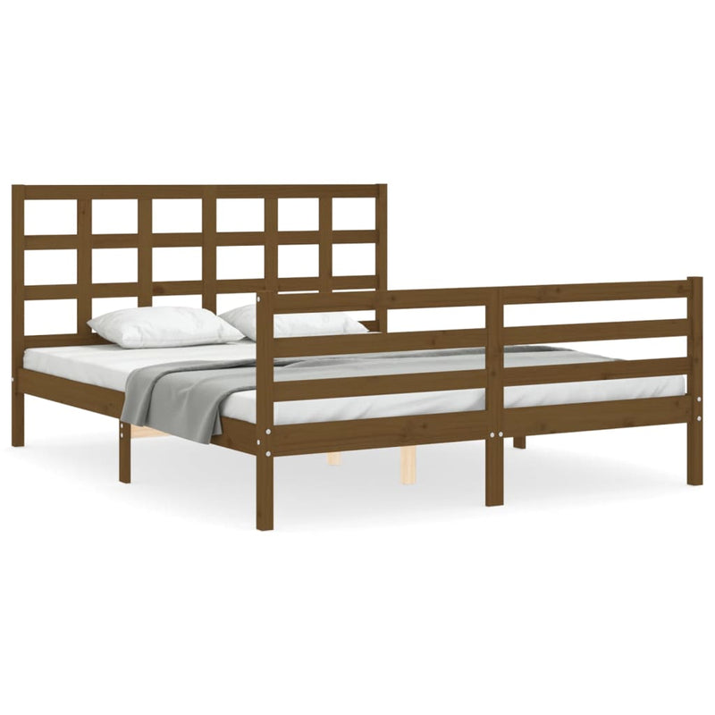 Bedframe met hoofdbord hout honingbruin 160x200 cm