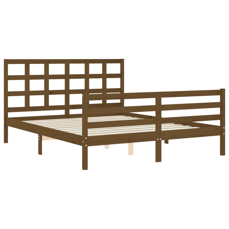 Bedframe met hoofdbord hout honingbruin 160x200 cm