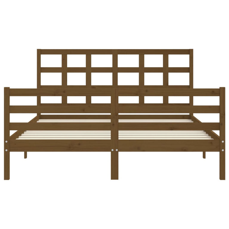Bedframe met hoofdbord hout honingbruin 160x200 cm