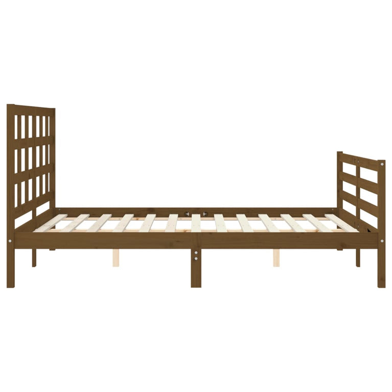 Bedframe met hoofdbord hout honingbruin 160x200 cm