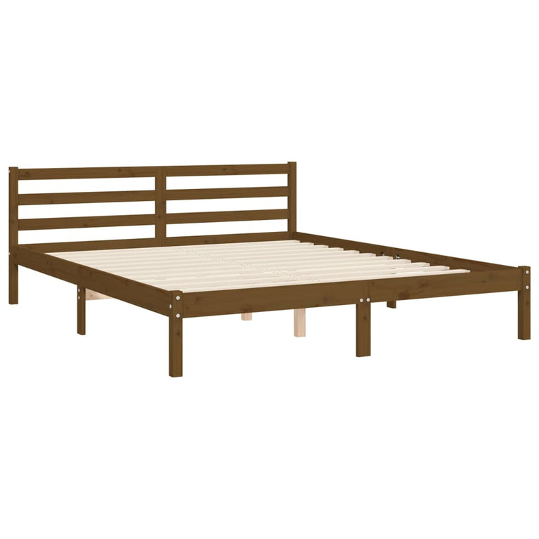 Bedframe met hoofdbord hout honingbruin 160x200 cm