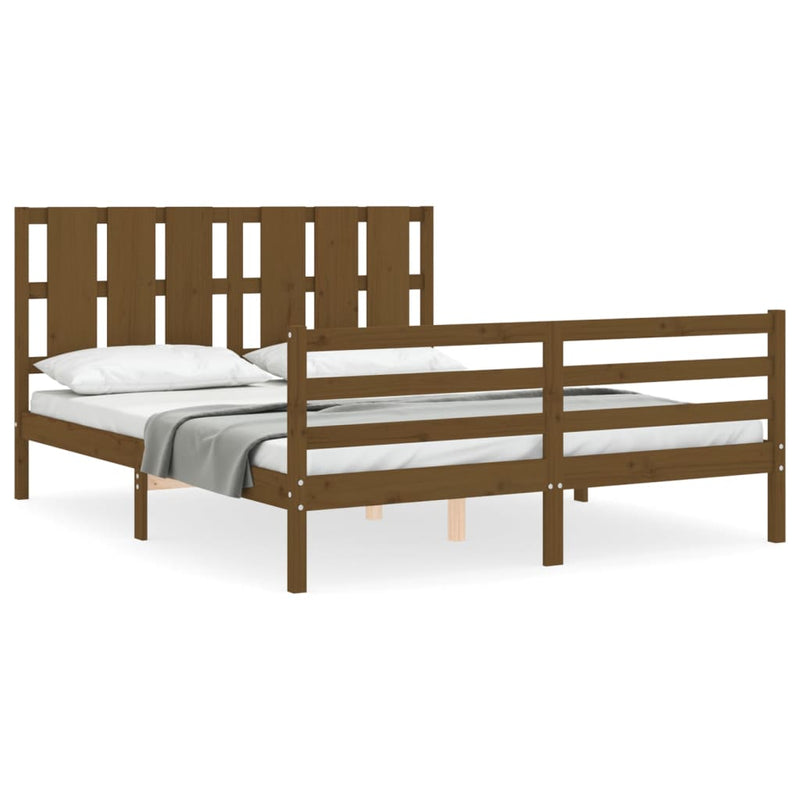 Bedframe met hoofdbord hout honingbruin 160x200 cm