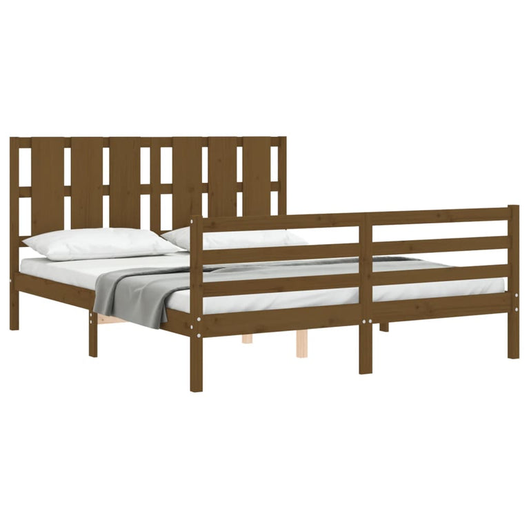 Bedframe met hoofdbord hout honingbruin 160x200 cm
