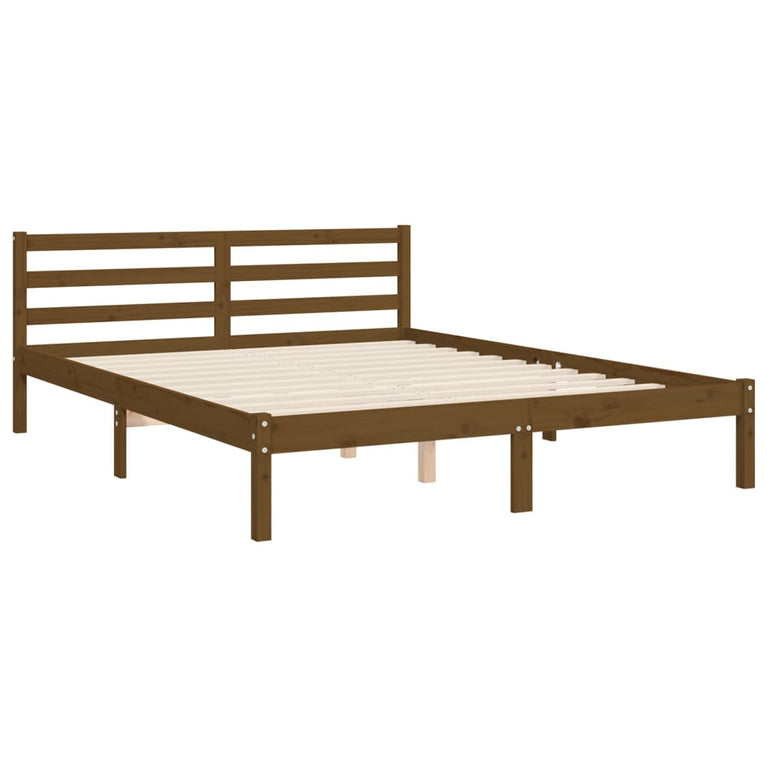 Bedframe met hoofdbord hout honingbruin 160x200 cm