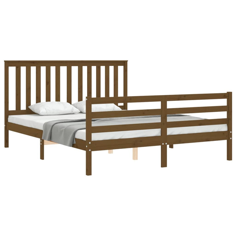 Bedframe met hoofdbord hout honingbruin 160x200 cm
