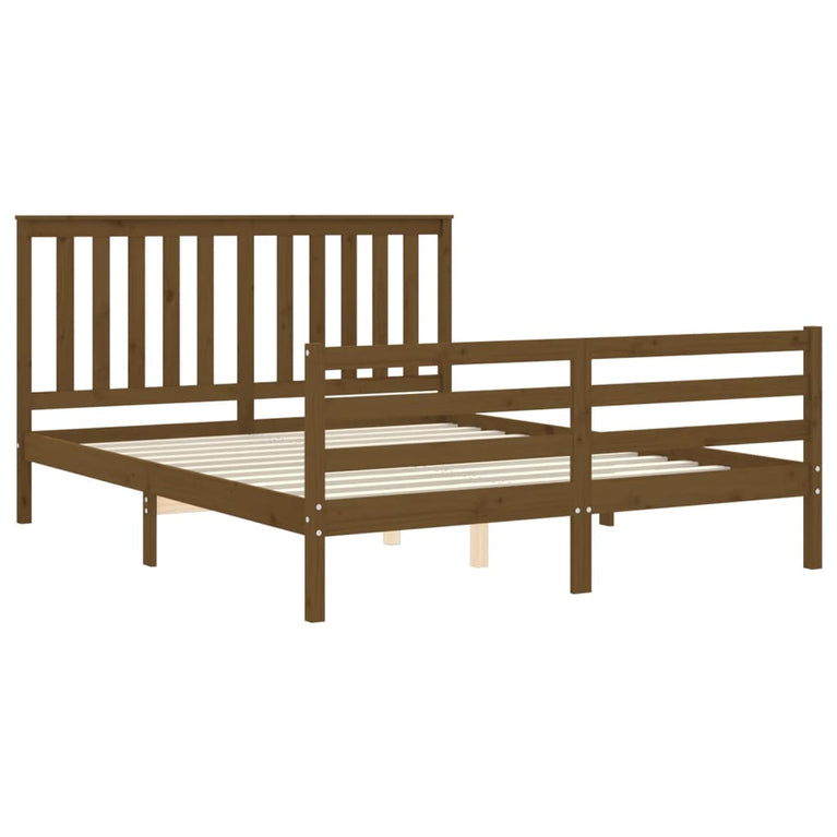 Bedframe met hoofdbord hout honingbruin 160x200 cm