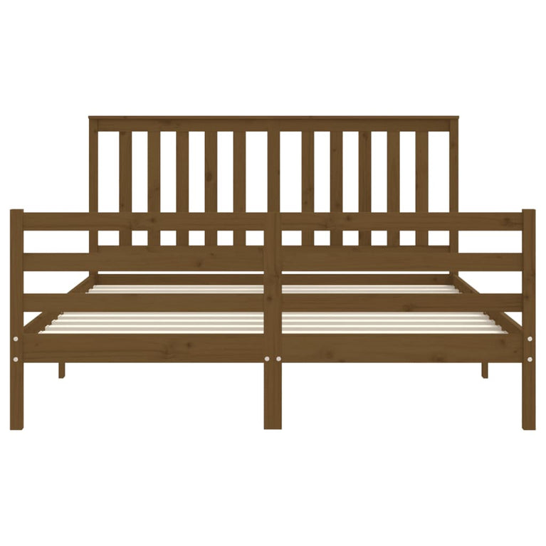 Bedframe met hoofdbord hout honingbruin 160x200 cm