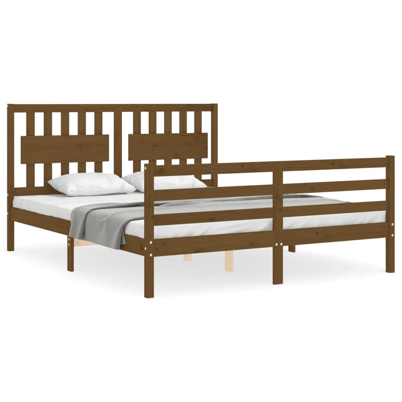 Bedframe met hoofdbord hout honingbruin 160x200 cm