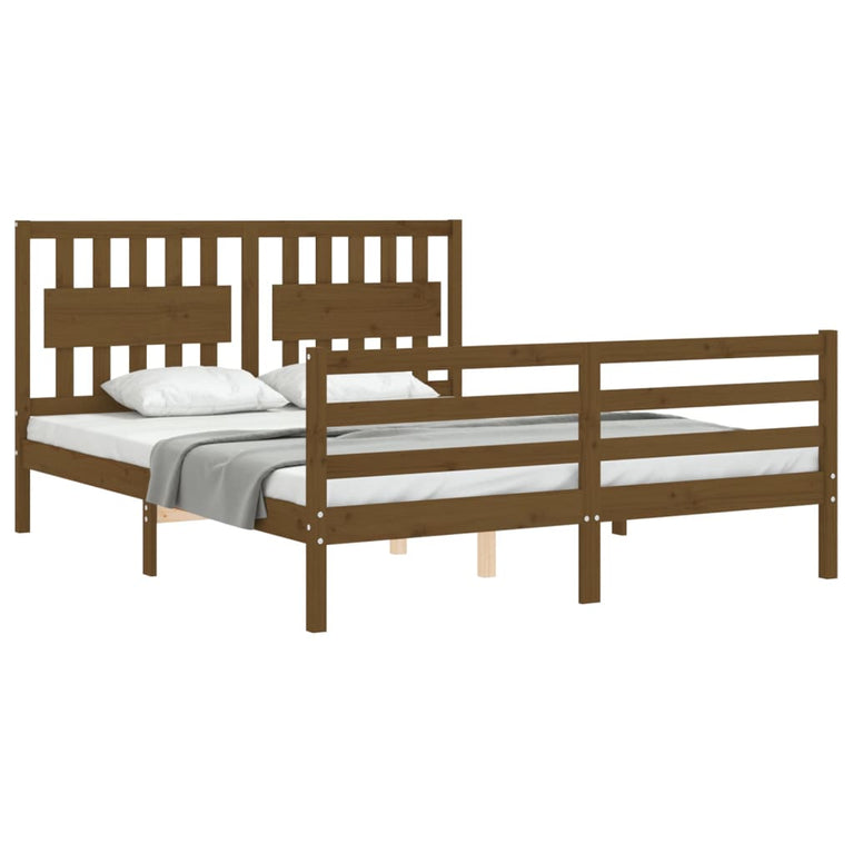 Bedframe met hoofdbord hout honingbruin 160x200 cm