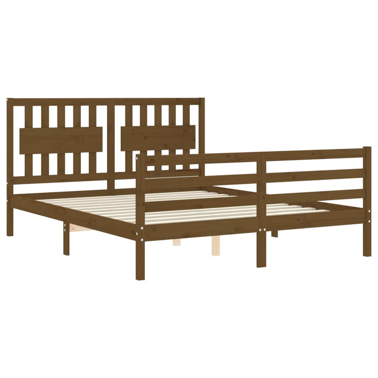 Bedframe met hoofdbord hout honingbruin 160x200 cm