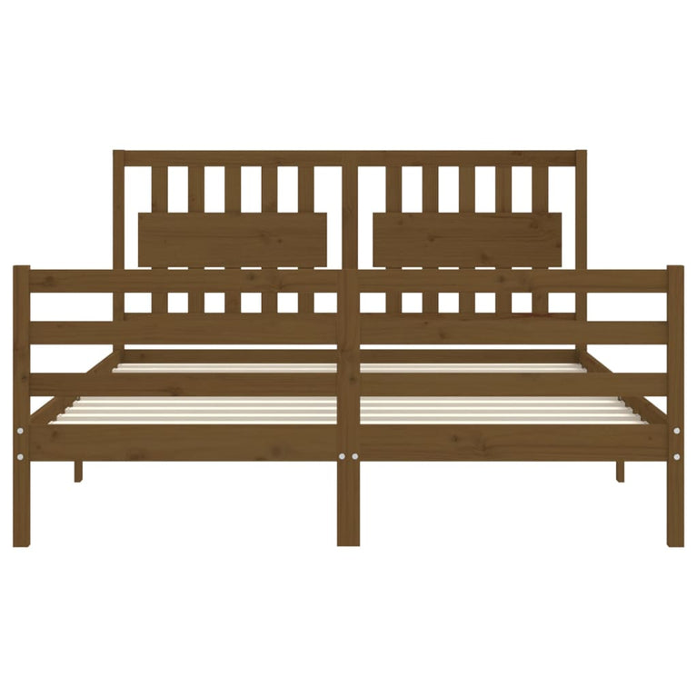 Bedframe met hoofdbord hout honingbruin 160x200 cm