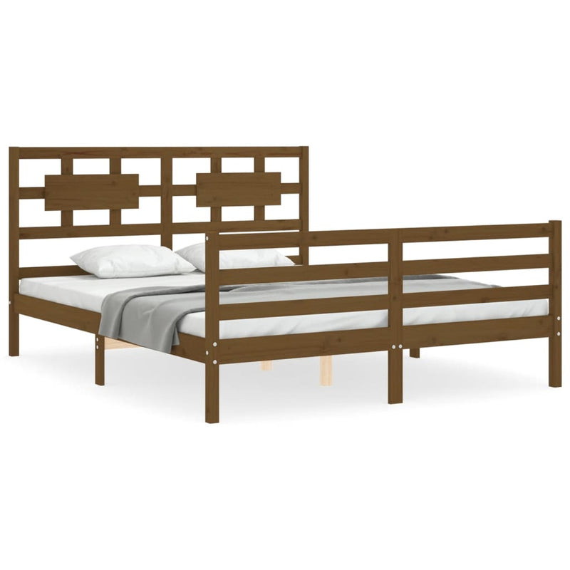 Bedframe met hoofdbord hout honingbruin 160x200 cm