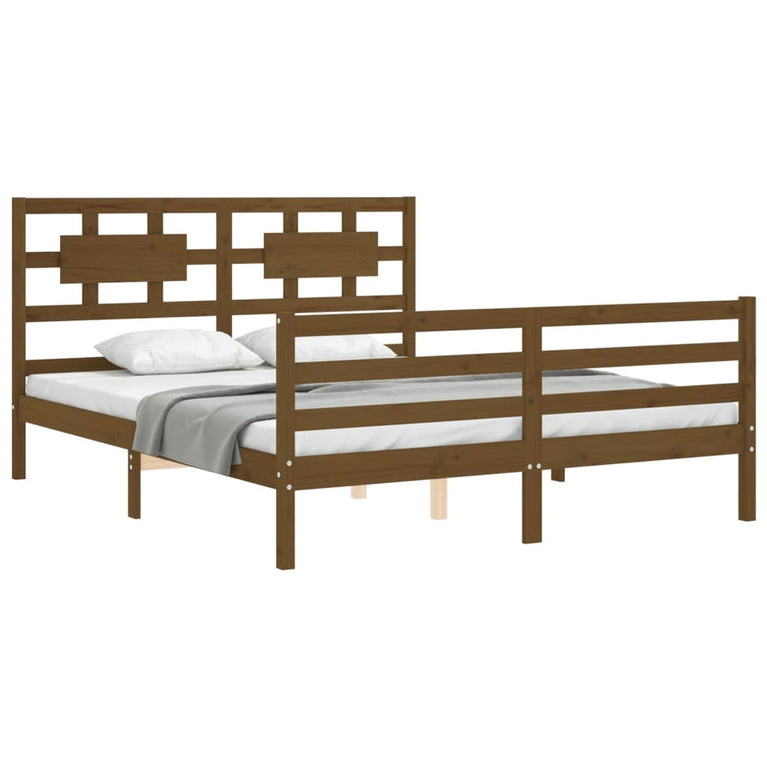 Bedframe met hoofdbord hout honingbruin 160x200 cm