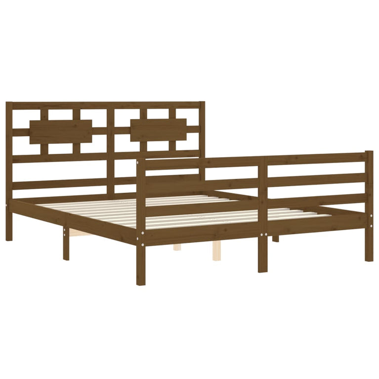 Bedframe met hoofdbord hout honingbruin 160x200 cm