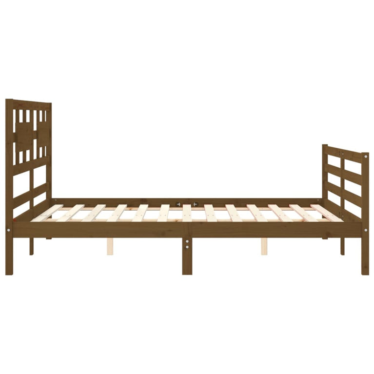 Bedframe met hoofdbord hout honingbruin 160x200 cm