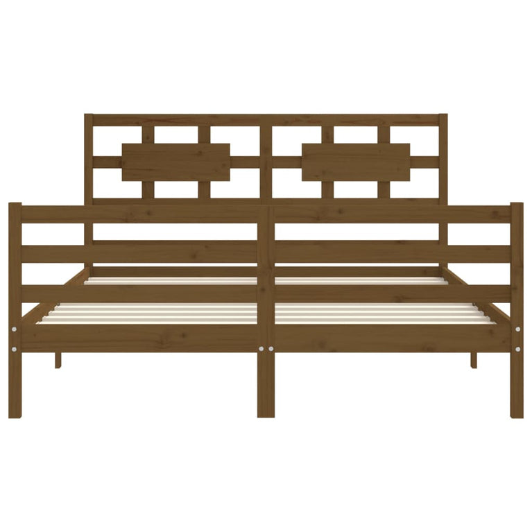 Bedframe met hoofdbord hout honingbruin 160x200 cm