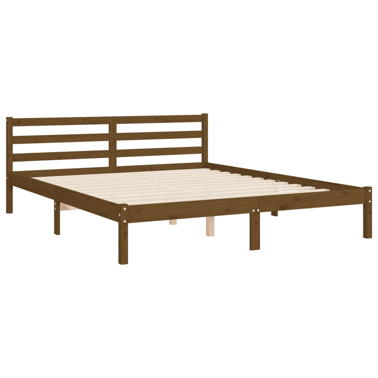 Bedframe met hoofdbord hout honingbruin 160x200 cm