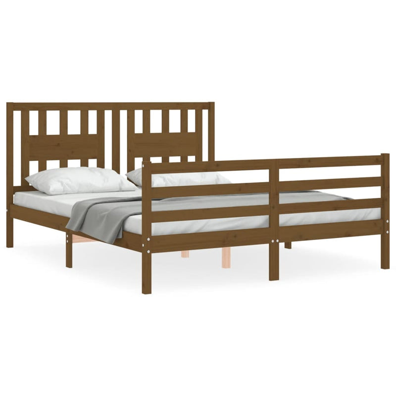 Bedframe met hoofdbord hout honingbruin 160x200 cm