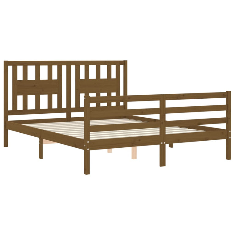 Bedframe met hoofdbord hout honingbruin 160x200 cm
