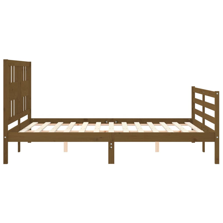 Bedframe met hoofdbord hout honingbruin 160x200 cm