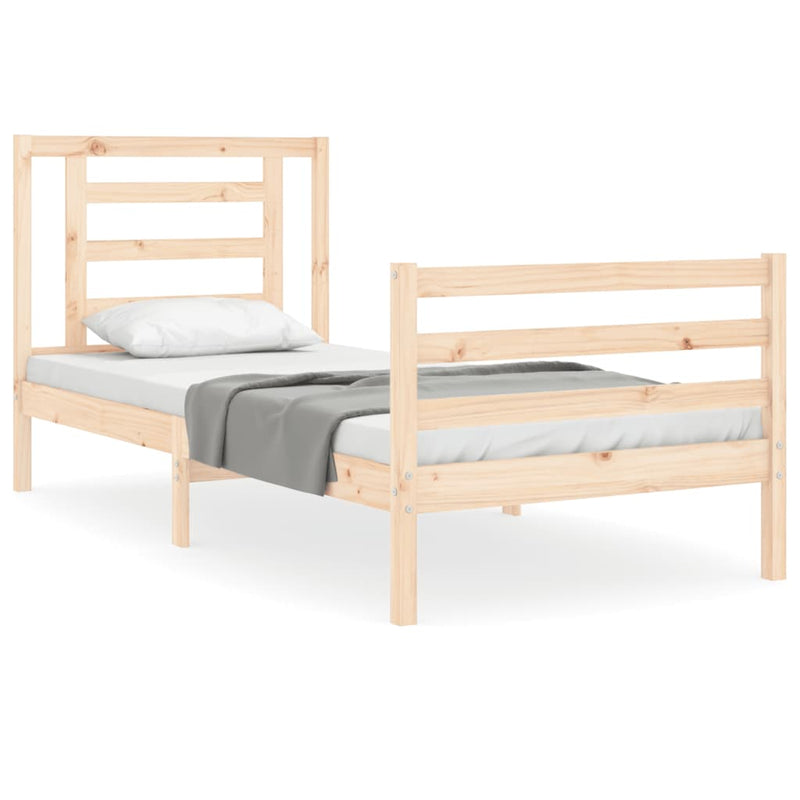 Bedframe met hoofdbord massief hout 100x200 cm
