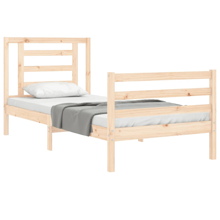 Bedframe met hoofdbord massief hout 100x200 cm