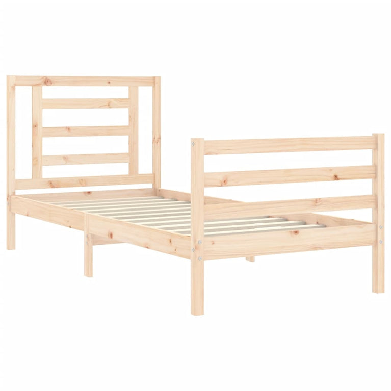 Bedframe met hoofdbord massief hout 100x200 cm