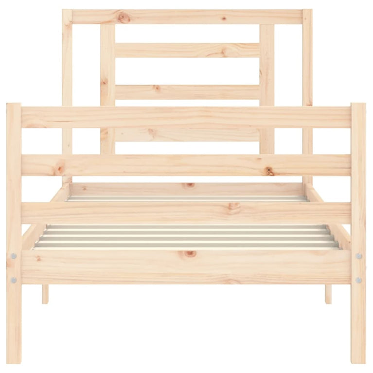 Bedframe met hoofdbord massief hout 100x200 cm