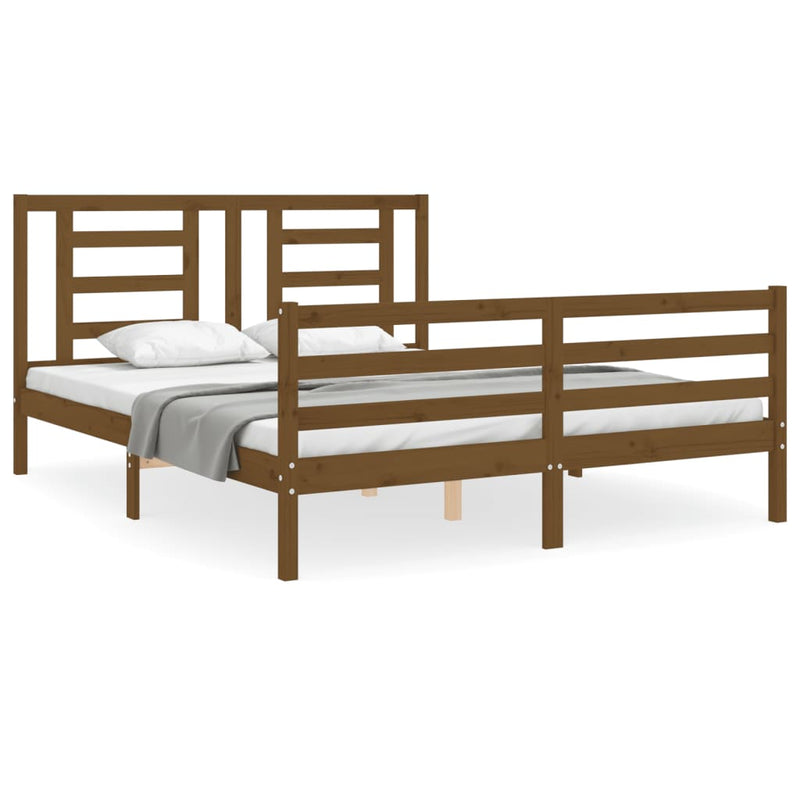 Bedframe met hoofdbord hout honingbruin 160x200 cm