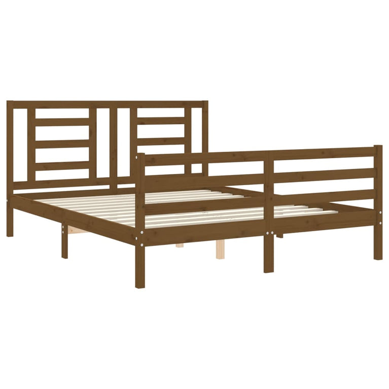 Bedframe met hoofdbord hout honingbruin 160x200 cm