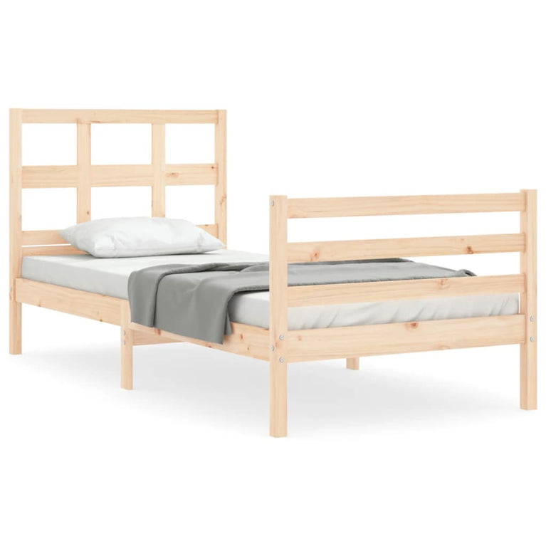 Bedframe met hoofdbord massief hout 100x200 cm