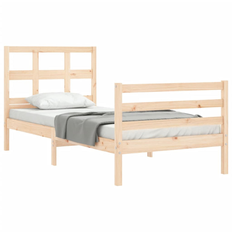 Bedframe met hoofdbord massief hout 100x200 cm